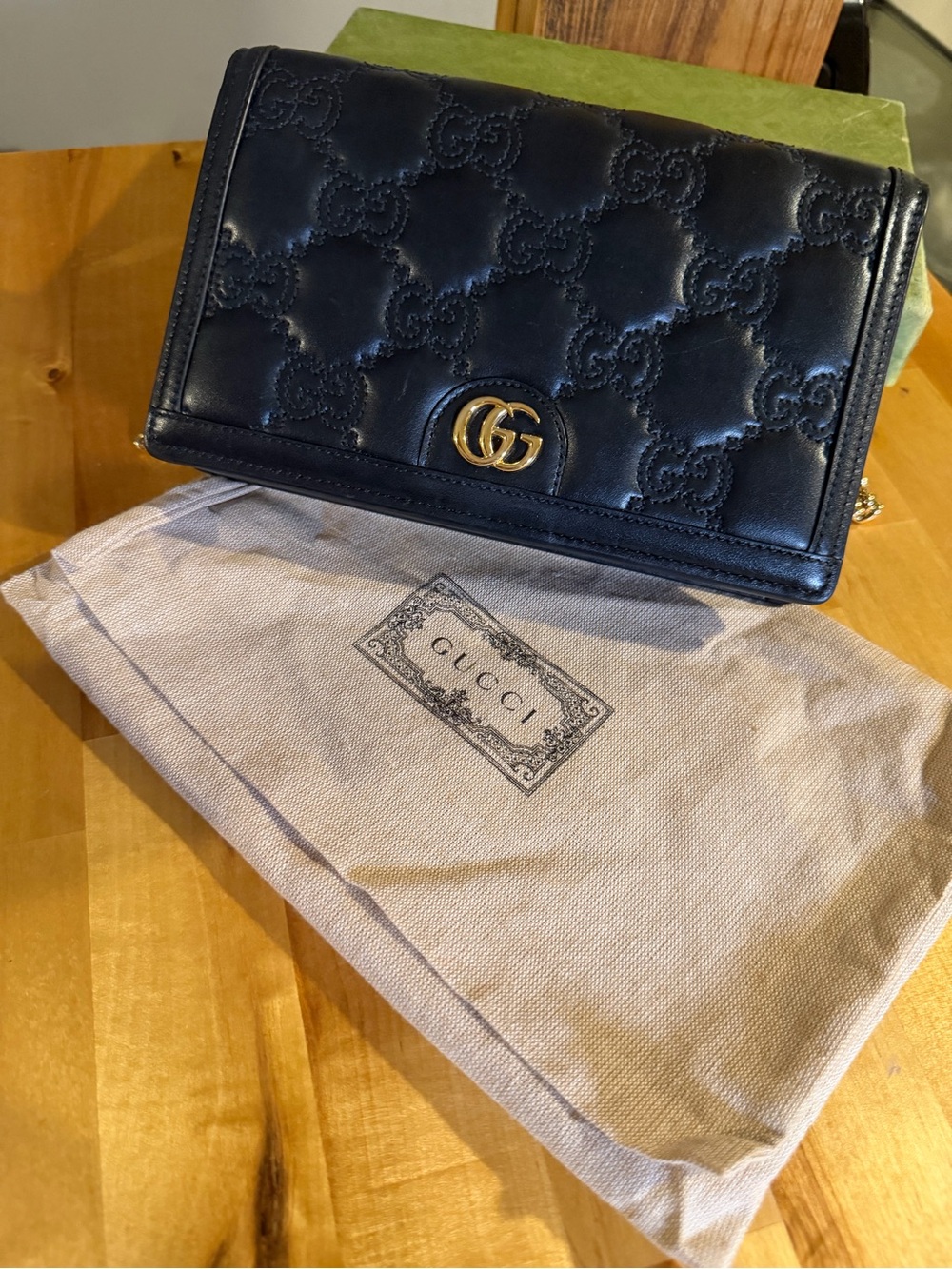 Gucci Black Quilted GG Leather Crossbody with Gold Hardware